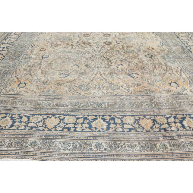 Navy Blue Authentic 19th Century Persian Meshad Handmade Wool Carpet For Sale - Image 8 of 8