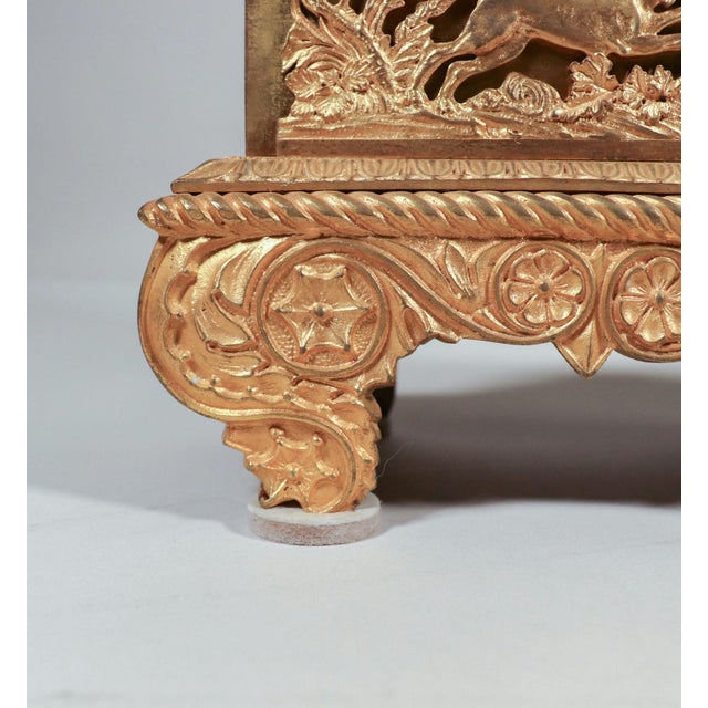19th Century French Napoleon III Empire Gilt Bronze Clock With Hunting Motifs For Sale - Image 9 of 12