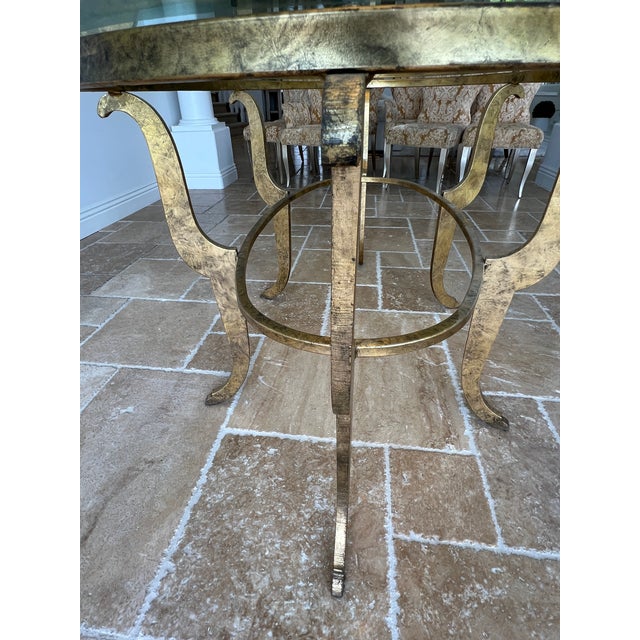 1980s Italian Glass 1/2" Oval Tabel With Gorgeous Gold Patina Metal Base. - Entertainers Dream Table For Sale - Image 10 of 10