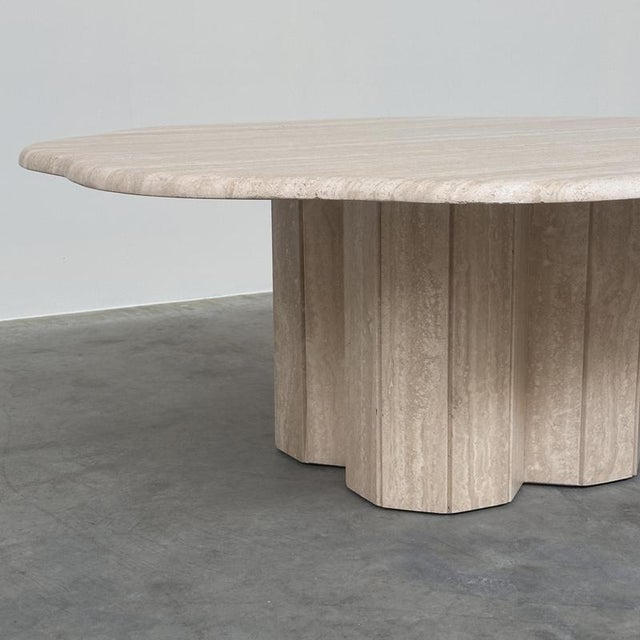 Contemporary French Sculptural Travertine Flower Coffee Table, 1980s For Sale - Image 3 of 16