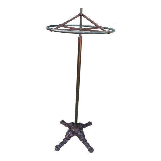 Antique Victorian Cast Iron Base & Brass Industrial Clothes Garment