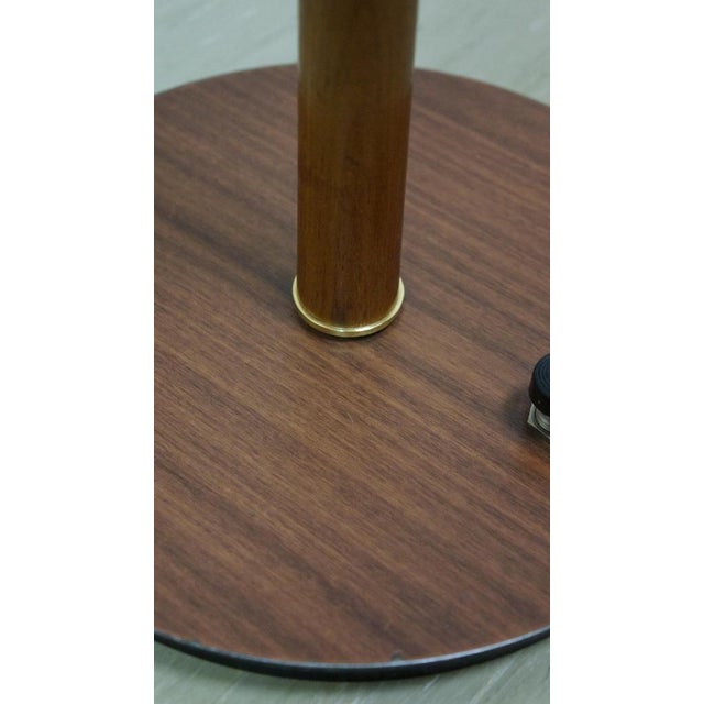 Mid-Century Linen and Teak Floor Lamp attributed to Rupert Nikoll, 1950s For Sale - Image 9 of 12