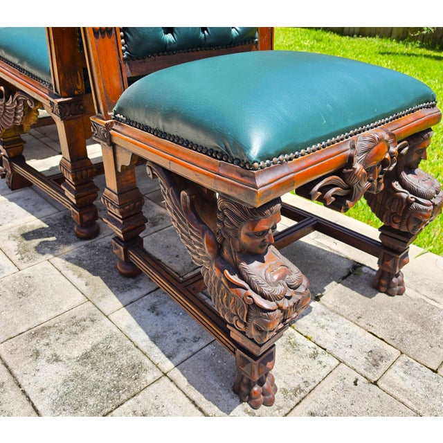Antique Italian Renaissance Revival Hand Carved Dining Chairs Set of 4 For Sale - Image 14 of 18