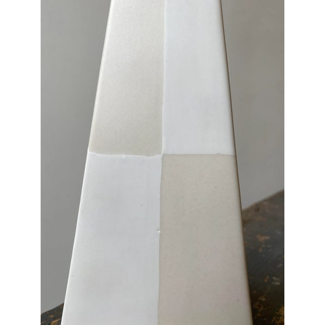 Vintage White and Tan Color Blocked Porcelain Vase Designed by Gary Dipasquale, Circa Early 2000s For Sale - Image 9 of 12