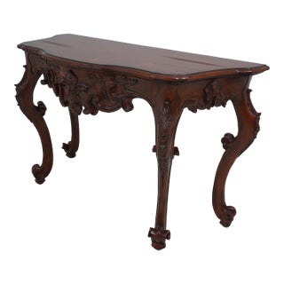 Ralph Lauren French Distressed Carved Console Table For Sale