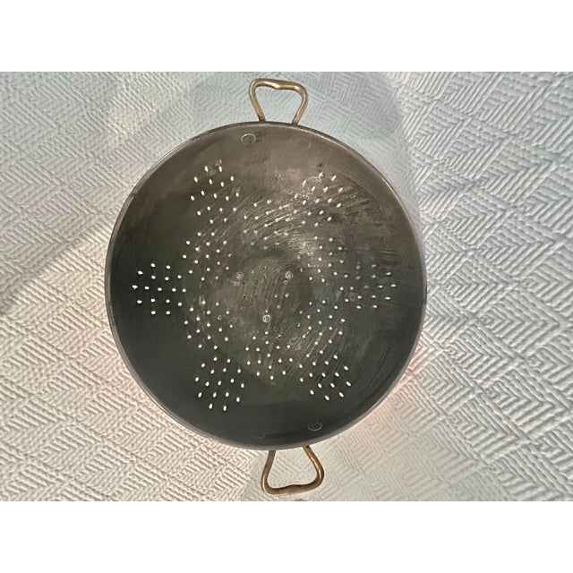 Vintage 1940’s-1960’s Copper Colander by Waldow Brooklyn With Brass Handles | American Handcrafted Kitchenware For Sale - Image 11 of 12