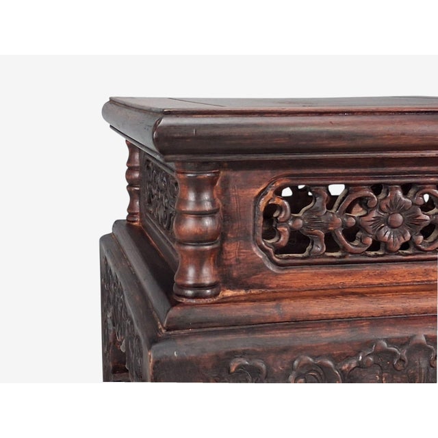 Chinese Pedestal or Plant Stand, Carved Hardwood, China, 20th C. For Sale - Image 10 of 14