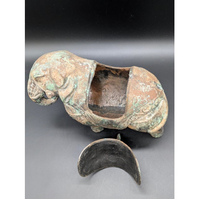 Bronze 1960s Chinese Cast-Metal Elephant Ritual Jar For Sale - Image 8 of 11