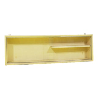 Wall-Mounted Wooden Display Cabinet with Sliding Glass Doors For Sale