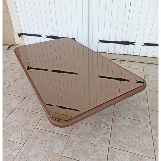 Leather Coffee Table with Glass Top, 1980s For Sale - Image 6 of 15