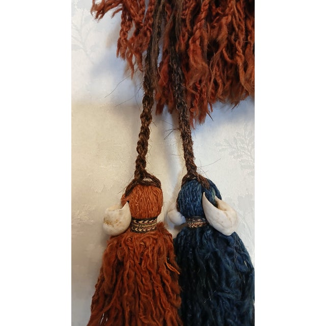 Antique Baluch Tribal Salt Bag With Cowrie Shell Tassels in Brown & Indigo For Sale - Image 4 of 18