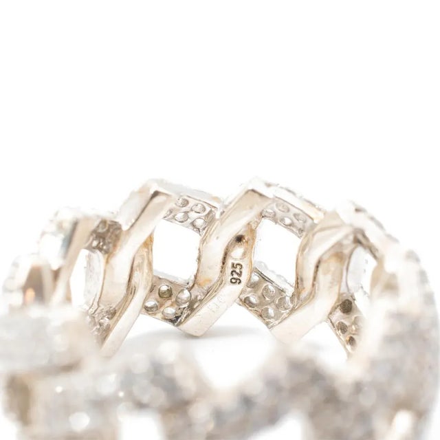 Silver Men’s Sterling Silver Cz Link Ring Size 9.5 For Sale - Image 8 of 8