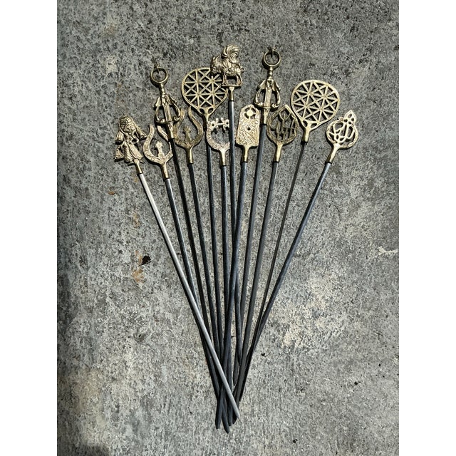 Vintage Boho Brass Icon Skewers - Set of 12 For Sale - Image 11 of 11