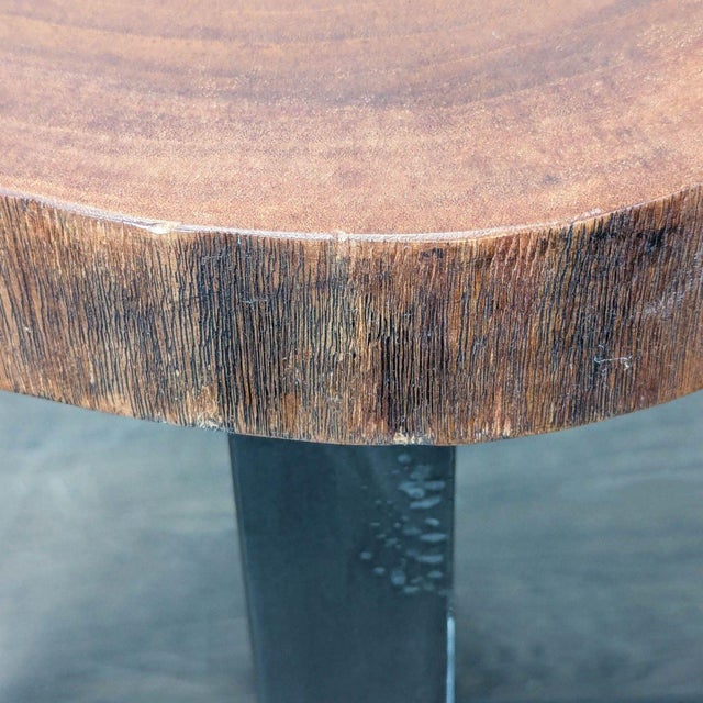 2010s Pottery Barn Live Edge Accent Table on Steel Base For Sale - Image 5 of 8