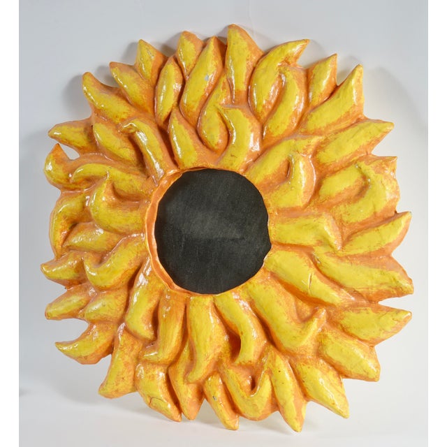 Vintage Mexican Paper Mache Wall Mirror For Sale - Image 4 of 6