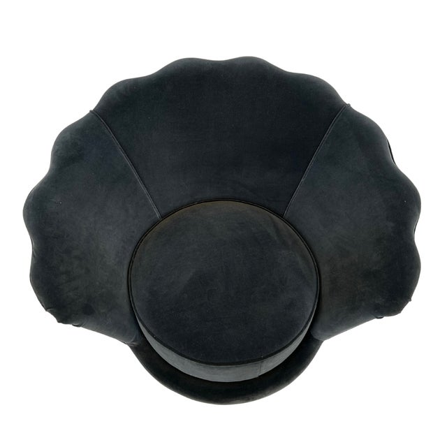 Metal Pair of 1960s Scalloped Velvet and Brass Lounge Chairs For Sale - Image 7 of 7