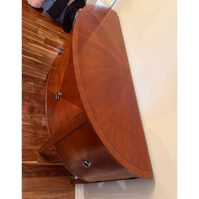 2000 - 2009 Ethan Allen “Avenue” Collection Demilune Sideboard - Modern Black Cherry. For Sale - Image 5 of 7