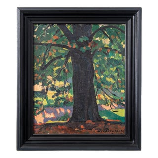 Pierre Borgomano, Tree in Summer, 20th Century, Oil Painting on Canvas For Sale