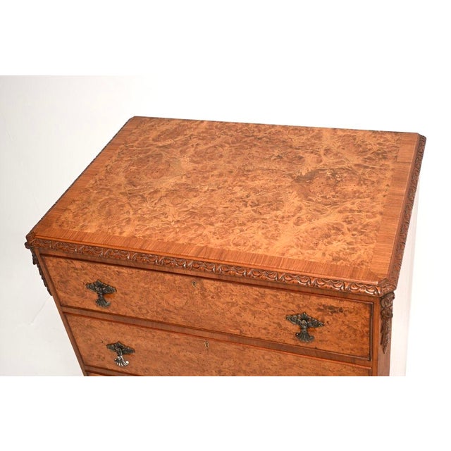 Antique Burr Walnut Chest of Drawers, 1920s For Sale - Image 6 of 9