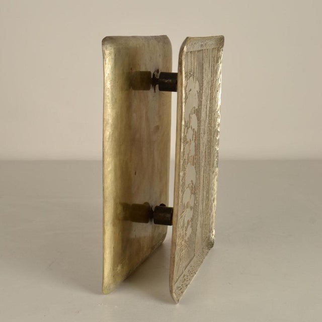Large Double Door Handles with Etched Silver Plated Texture, 1960s For Sale - Image 11 of 12