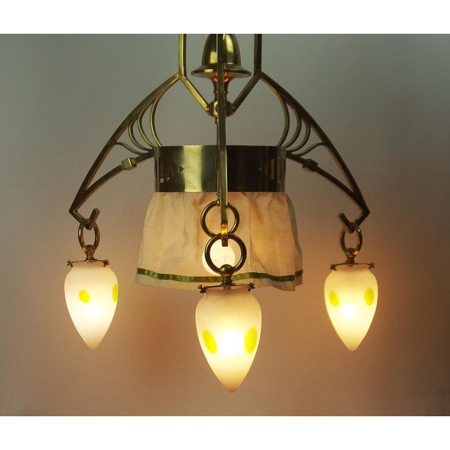Art Nouveau Brass Chandelier, 1890s For Sale - Image 4 of 14