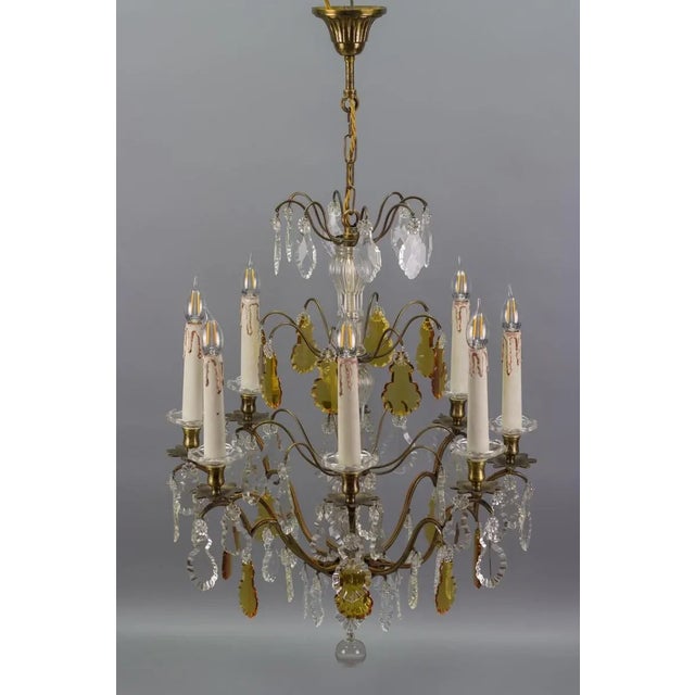 Antique Louis XVI Crystal Glass and Brass Chandelier For Sale - Image 16 of 18