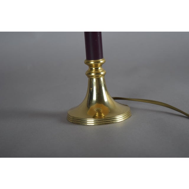 Vintage Brass Table Lamp with Burgundy Column, 1950s For Sale - Image 4 of 11