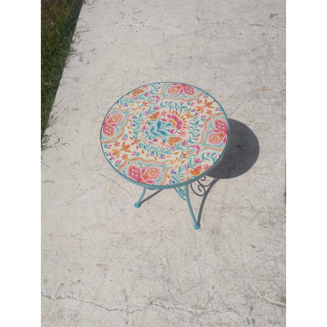 Late 20th Century Late 20th Century Metal With Round Tile Top Side Table For Sale - Image 5 of 5