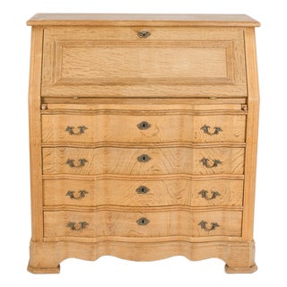 Danish Oak Bureau with Metal Handles, Early 20th Century For Sale