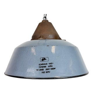 Industrial Grey Enamel and Cast Iron Pendant Light, 1960s For Sale