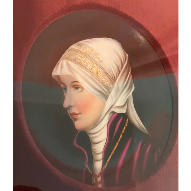 Baroque 19th-Century Framed Hand-Painted Porcelain Plaque Portrait of Beatrice Cenci For Sale - Image 3 of 8