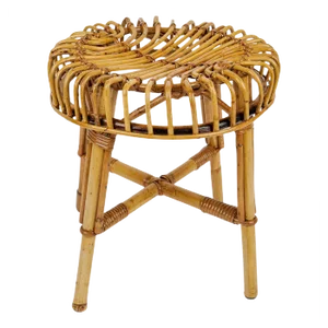 Mid-Century Modern Italian Bamboo Rattan Stool by Franco Albini, 1960s