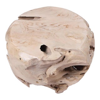Bleached White Teak Root Accent or Side Table or Stool 28 For Sale