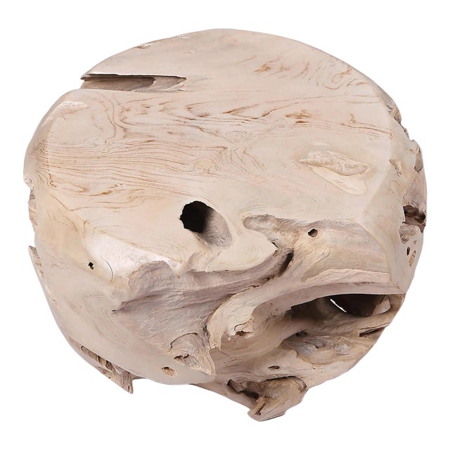 Bleached White Teak Root Accent or Side Table or Stool 28 For Sale