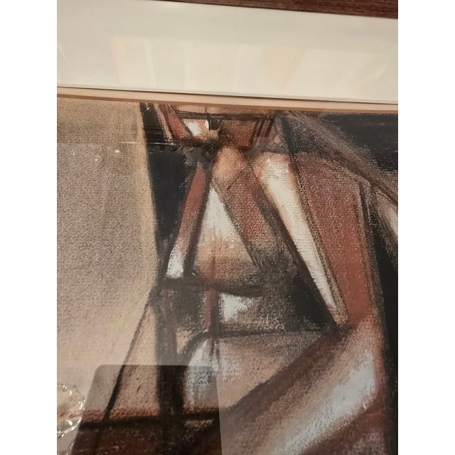 1950s Vintage Picasso-Style Cubist Mid Century Watercolor Painting, Framed For Sale - Image 10 of 12