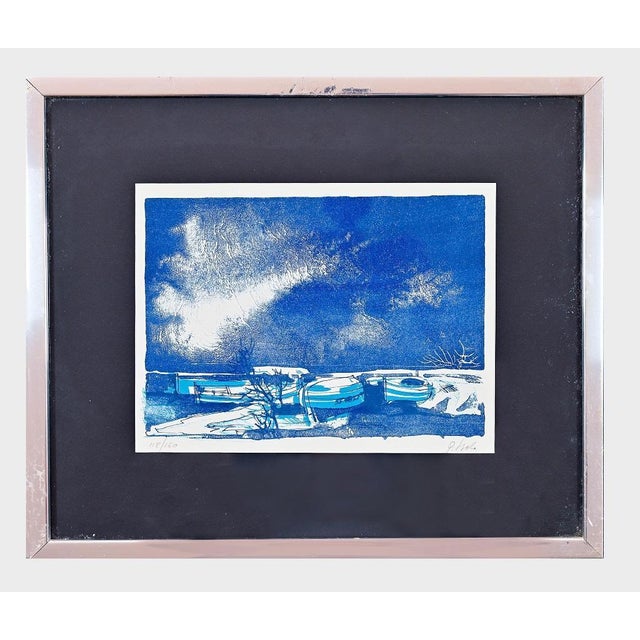 Giancarlo Isola, Marine, Woodcut Print, 1970s For Sale - Image 4 of 4