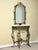 Art Deco 1920s Oscar Bach Gilded Iron Console and Beveled Mirror Set With Black Marble Top, Attributed For Sale - Image 3 of 18