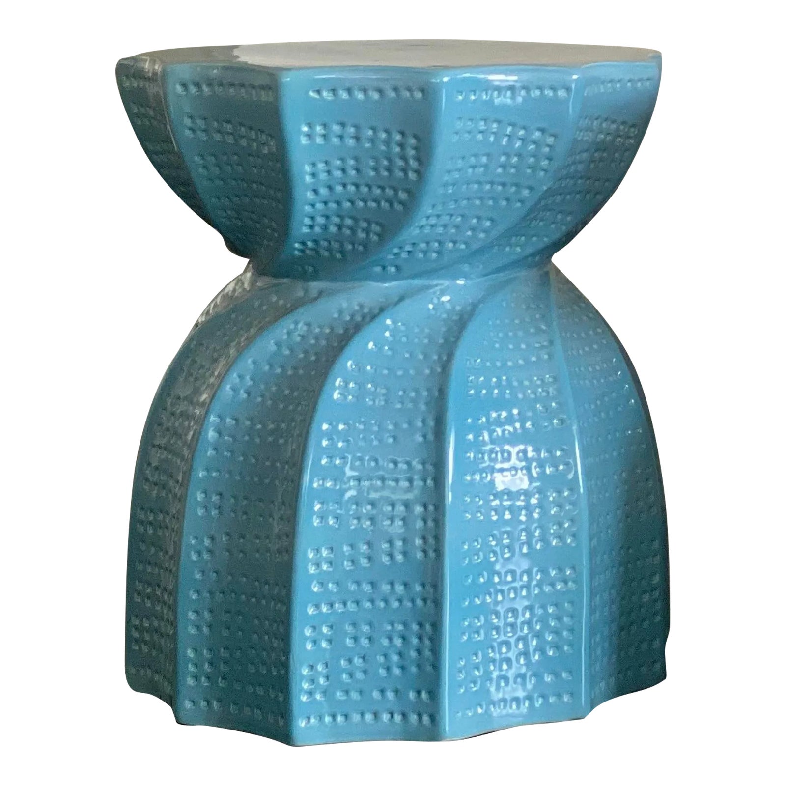 Ceramic Outdoor Side Table by Made Goods “Bea” in Mediterranean Blue