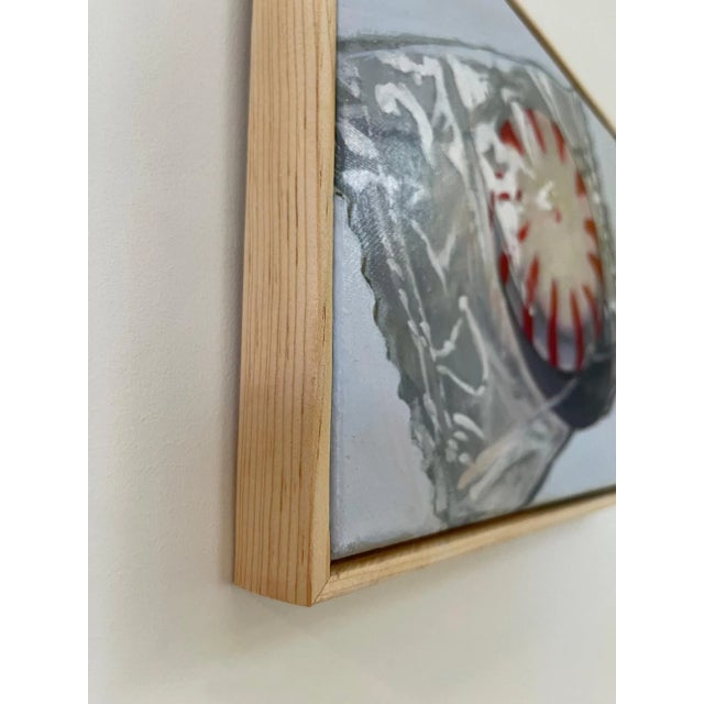 Acrylic on paper original painting of a still life study of classic peppermint swirl candy in cellophane wrapper...