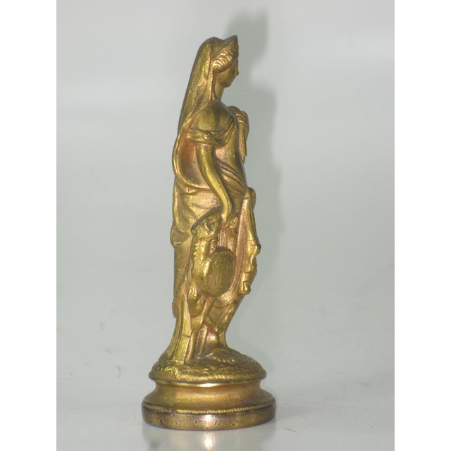 Gold Neoclassical Lady Statue Antique Gold-Plated Spelter Gilded Sculpture Fennel, Clock Part For Sale - Image 8 of 15