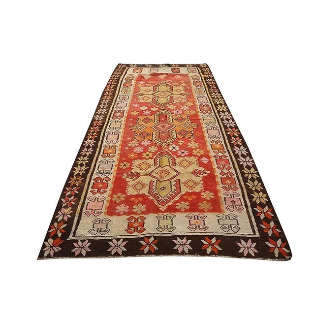 Vintage Handwoven decorative kilim rug from Kars region of Turkey.Approximately 50-60 years old. In very good condition.