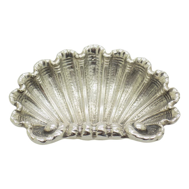 Vintage Italian Genuine Silver 800 Shell Shaped Trinket Tray, 1970s For Sale