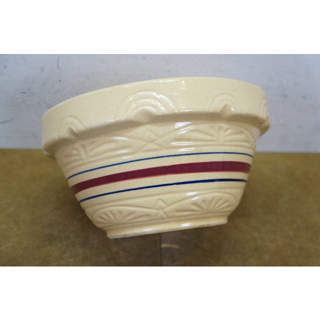 Ceramic Mid 20th Century Robinson Ransbottom Roseville Ohio 305 Geometric Mixing Bowl Red For Sale - Image 7 of 14