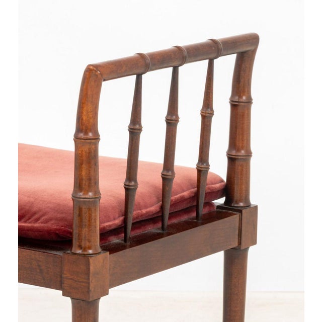 Late 20th Century Faux Bamboo Walnut Window Seat For Sale - Image 5 of 7