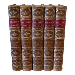 Books British Poets John Dryden Fine Leather Bindings - a Set of 5