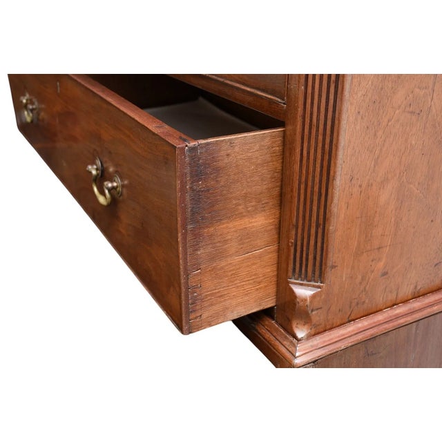 Antique Georgian English Mahogany Chest on Chest, Bracket Feet Pull Out Slide For Sale - Image 10 of 10