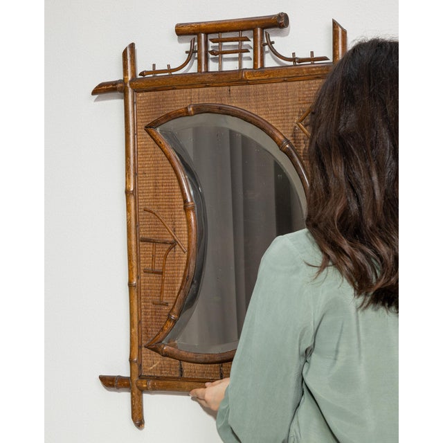 Wood Early 20th Century France Tan Wood Mirror For Sale - Image 7 of 10