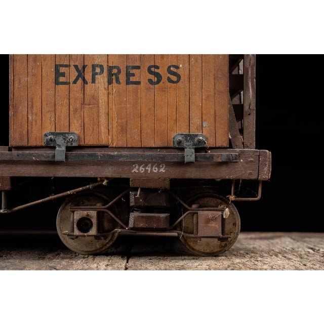 Wood Antique Handmade Pennsylvania Railroad Stock Car Model For Sale - Image 7 of 13