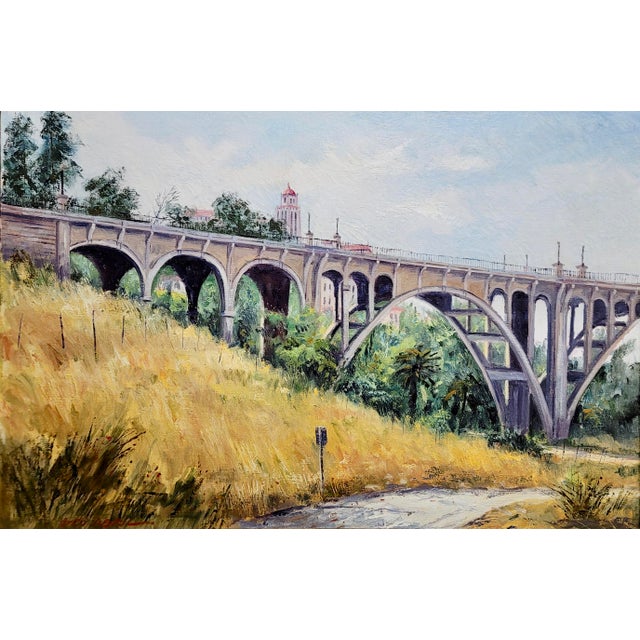 American Ben Abril - the Iconic Pasadena Suicide Bridge - Oil Painting For Sale - Image 3 of 12