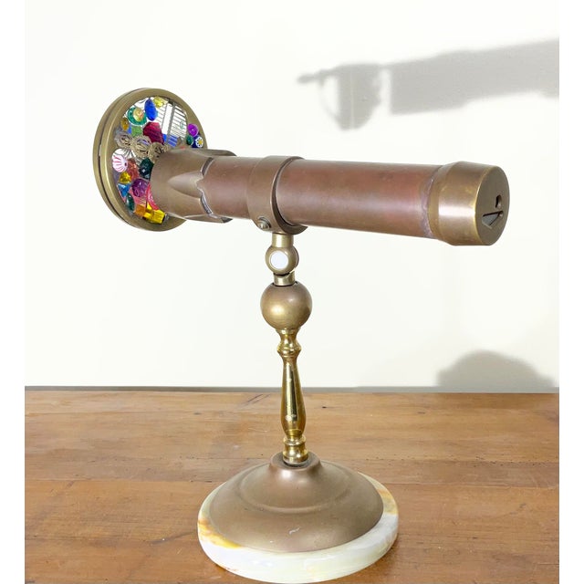 Exquisite Vintage Solid Brass & Onyx-Base Dual-Wheel Kaleidoscope For Sale - Image 14 of 14